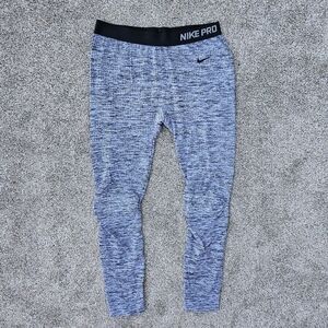 Nike Pro Leggings Purple Gray Athletic Training Workout Pants Women's Size XL